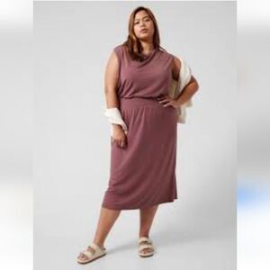 Athleta SANTORINI CINCH DRESS Modal/Spandex Color Tawny Rose Pink Mauve Size 3X